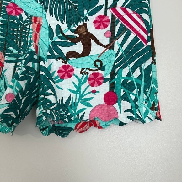 Talbots Scalloped Hem Tropical Monkey Printed Cotton Blend Shorts Sz 10 - Picture 3 of 13